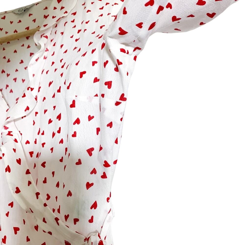 Rails Simone Heart Print Wrap Crop Ruffle Peplum … - image 5